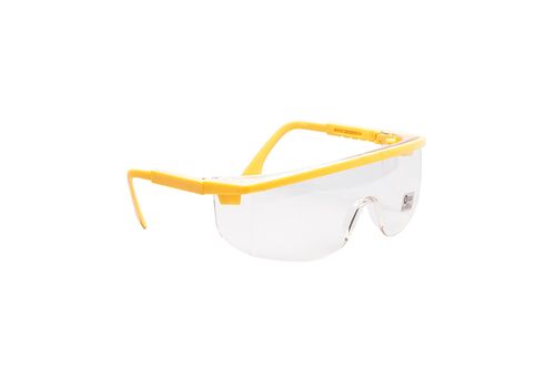 Lente Policarbonato Antirayadura Proteccion Superior Marco Amarillo Transparente
