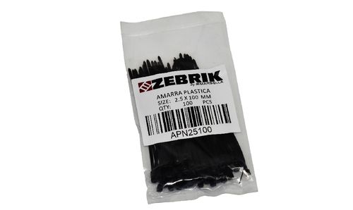 Amarra plastica negra (100 unid) zebrik