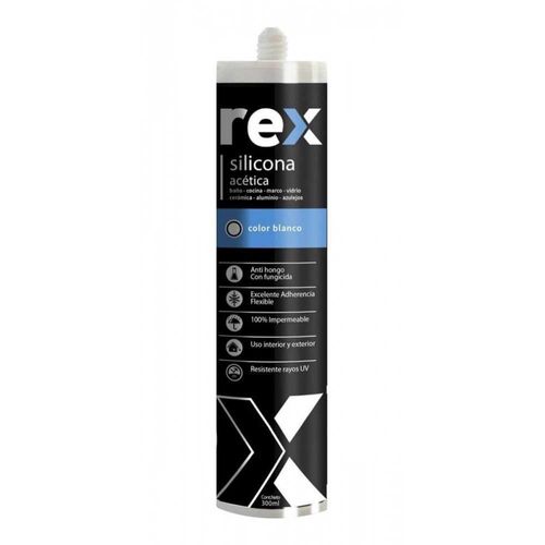 Silicona Acetica Blanca Cartucho 300 ML REX 30307
