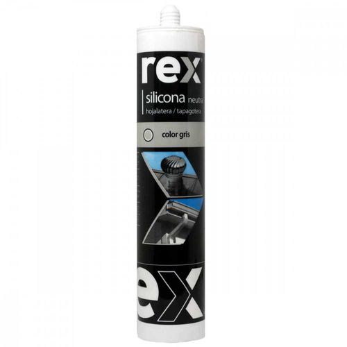 Silicona Neutra Gris Techo/Canaleta, Cartucho 300ML REX 30360
