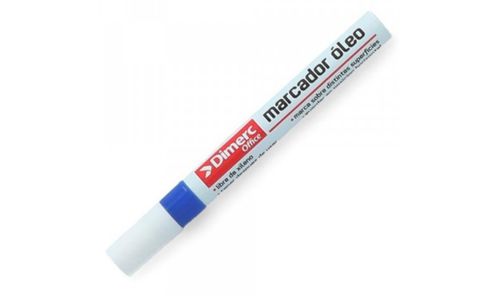 Marcador Metal Oleo Permanente Punta Redonda Azul