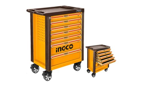 Caja Herramientas Metalica 765 X 465 X 812 MM C/Ruedas Y 7 Bandejas HDTC01072 INGCO