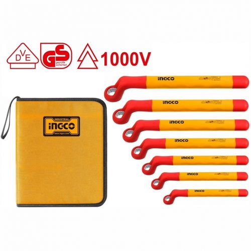 Juego Llave Corona Acodada Aislada 1000V 8 19mm 7Pzas HKISPA0702 INGCO